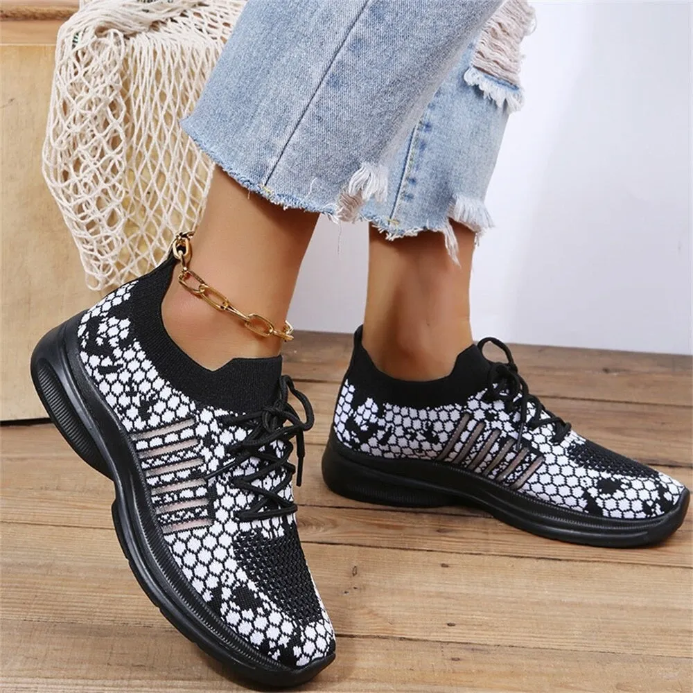 Cuzcare Women Running Orthopedic Shoes Mesh Elastic Collar Thick Platform Sneakers