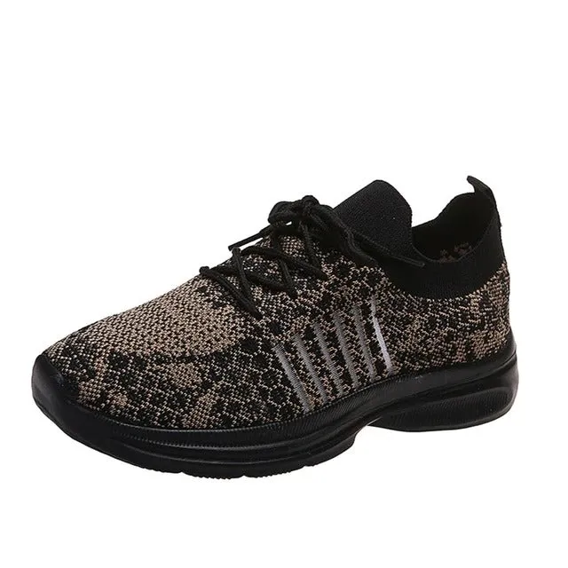 Cuzcare Women Running Orthopedic Shoes Mesh Elastic Collar Thick Platform Sneakers