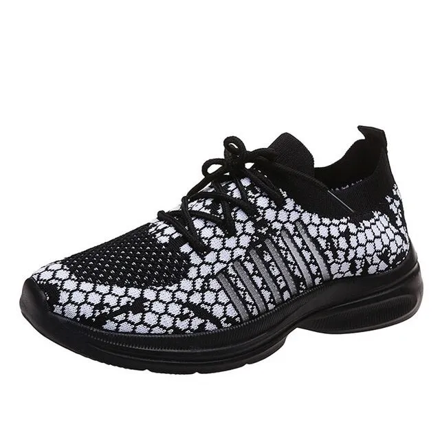 Cuzcare Women Running Orthopedic Shoes Mesh Elastic Collar Thick Platform Sneakers