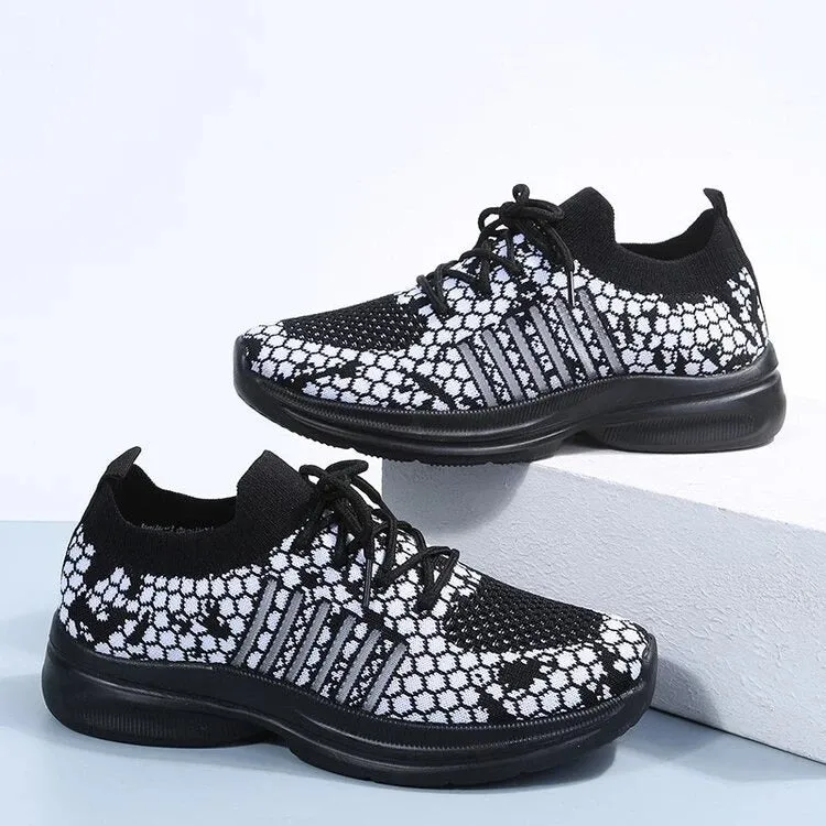 Cuzcare Women Running Orthopedic Shoes Mesh Elastic Collar Thick Platform Sneakers