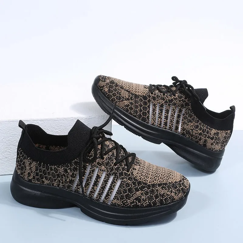 Cuzcare Women Running Orthopedic Shoes Mesh Elastic Collar Thick Platform Sneakers