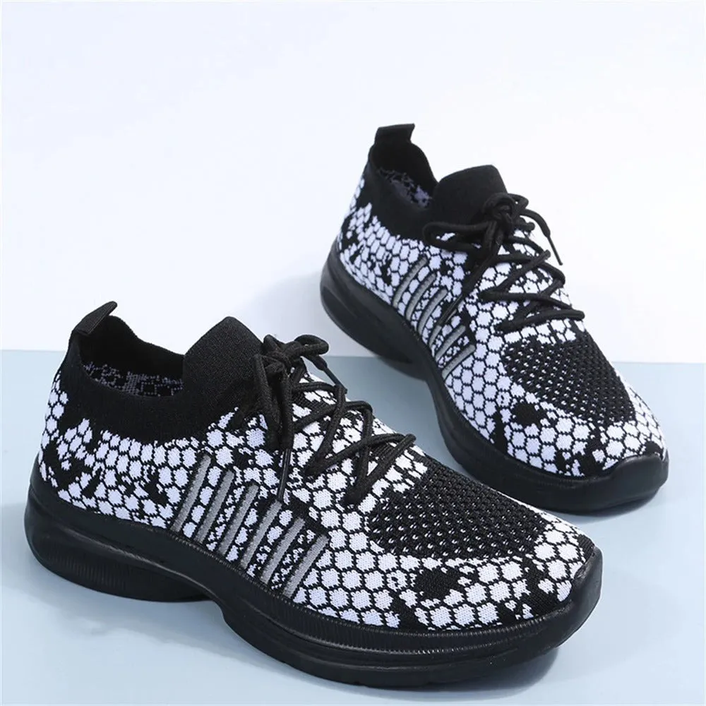 Cuzcare Women Running Orthopedic Shoes Mesh Elastic Collar Thick Platform Sneakers
