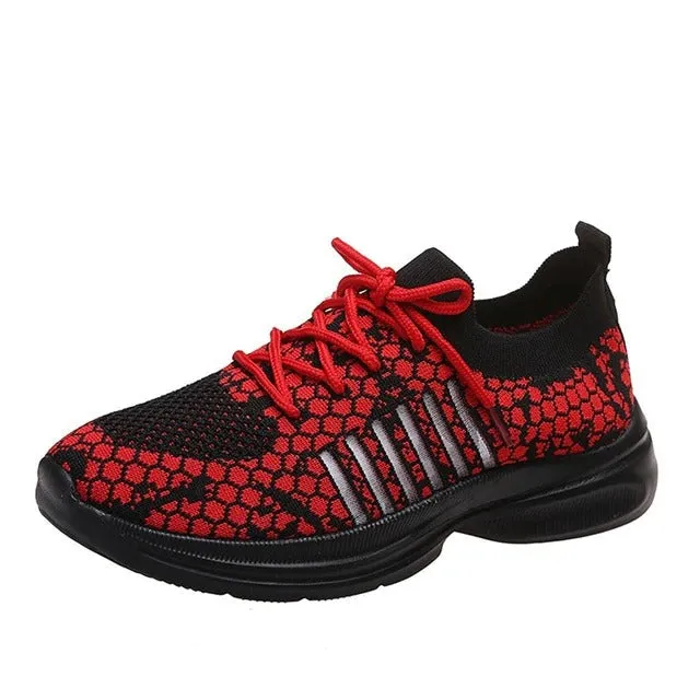 Cuzcare Women Running Orthopedic Shoes Mesh Elastic Collar Thick Platform Sneakers