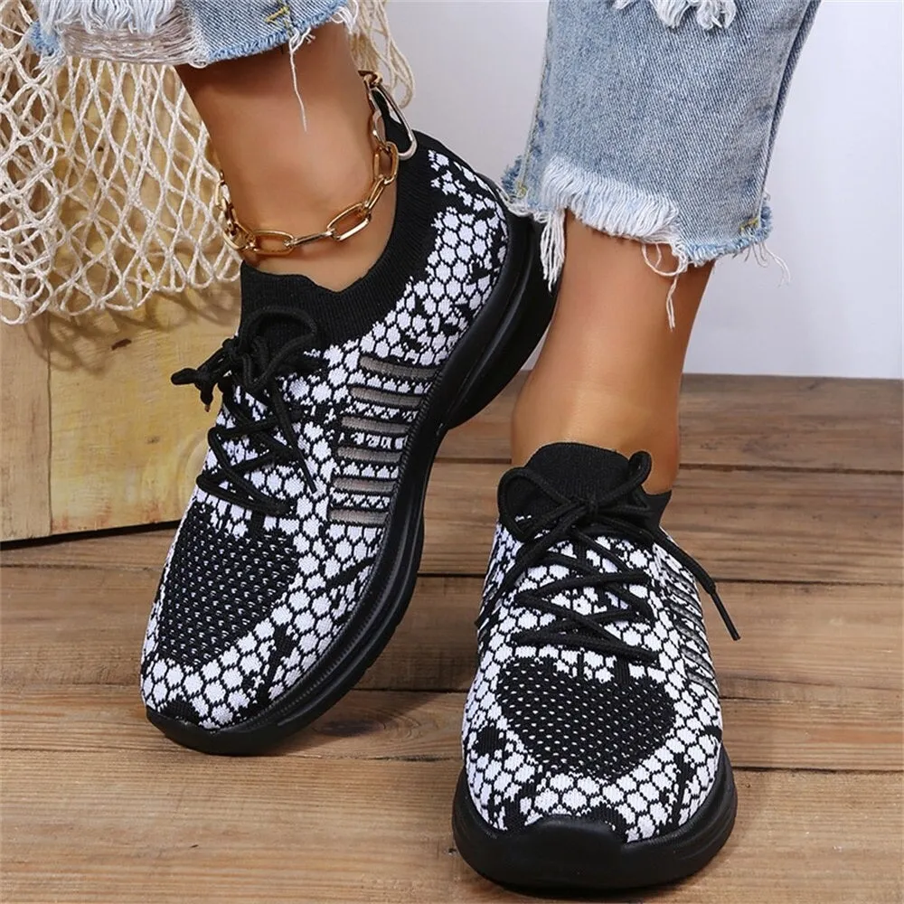 Cuzcare Women Running Orthopedic Shoes Mesh Elastic Collar Thick Platform Sneakers