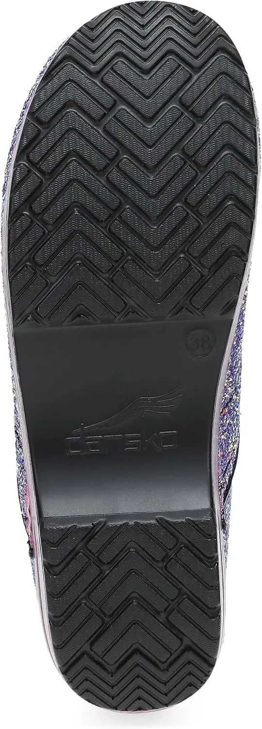 Dansko Professional Glitter Slip-On Clogs for Women - Rocker Sole and Arch Support for Comfort - Shiny and Stylish Glitter Uppers