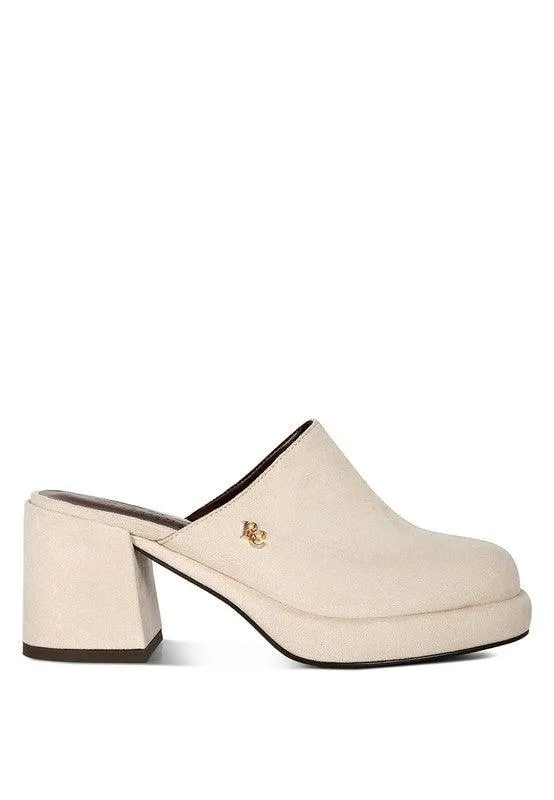 Delaunay Suede Heeled Mule Sandals