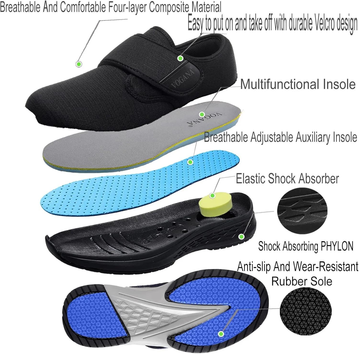 Diabetic Shoes for Women Arch Support Cushioning Adjustable Widch Orthotic for Swollen Feet Elderly Foot Pain Relief Neuropathy