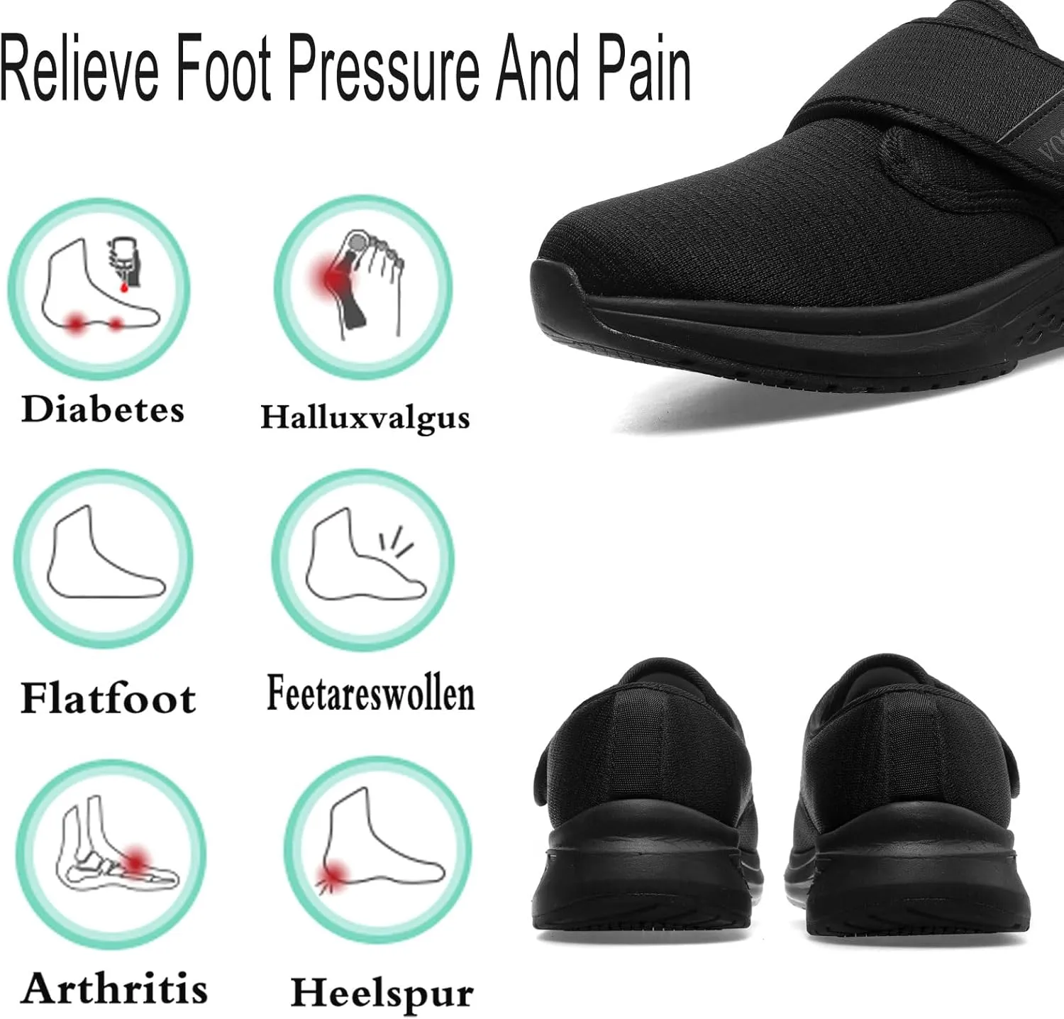 Diabetic Shoes for Women Arch Support Cushioning Adjustable Widch Orthotic for Swollen Feet Elderly Foot Pain Relief Neuropathy