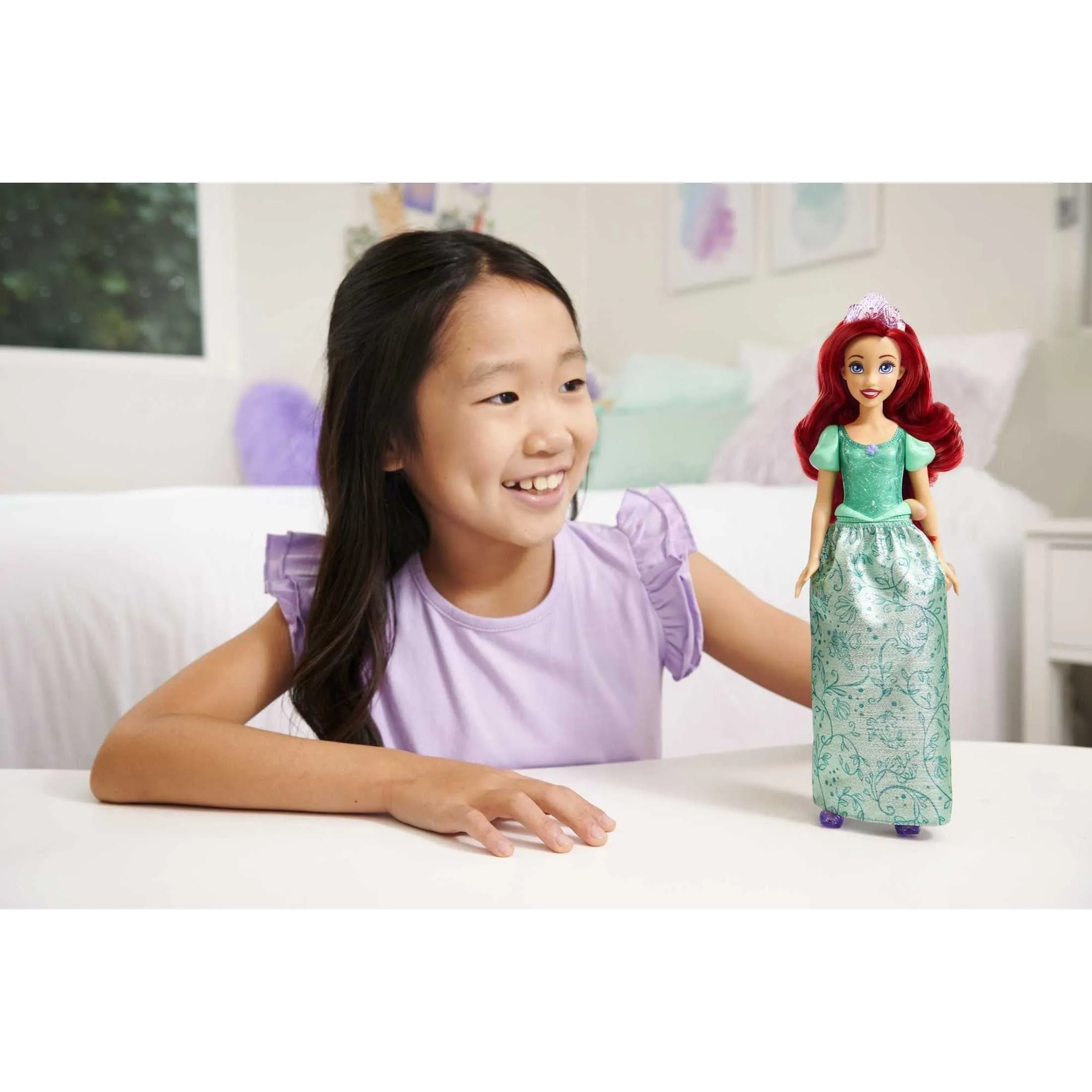 Disney Princess Ariel Fashion Doll with Red Hair, Blue Eyes & Tiara Accessory, Sparkling Look