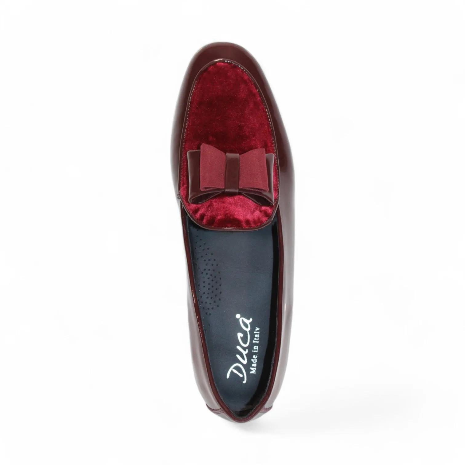 Duca Amalfi Men's Shoes Burgundy Patent Leather-Velvet, Leather Lining Formal Loafers (D1003)