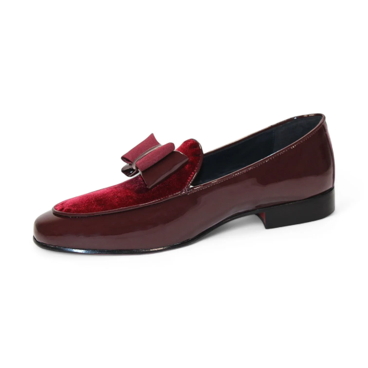 Duca Amalfi Men's Shoes Burgundy Patent Leather-Velvet, Leather Lining Formal Loafers (D1003)