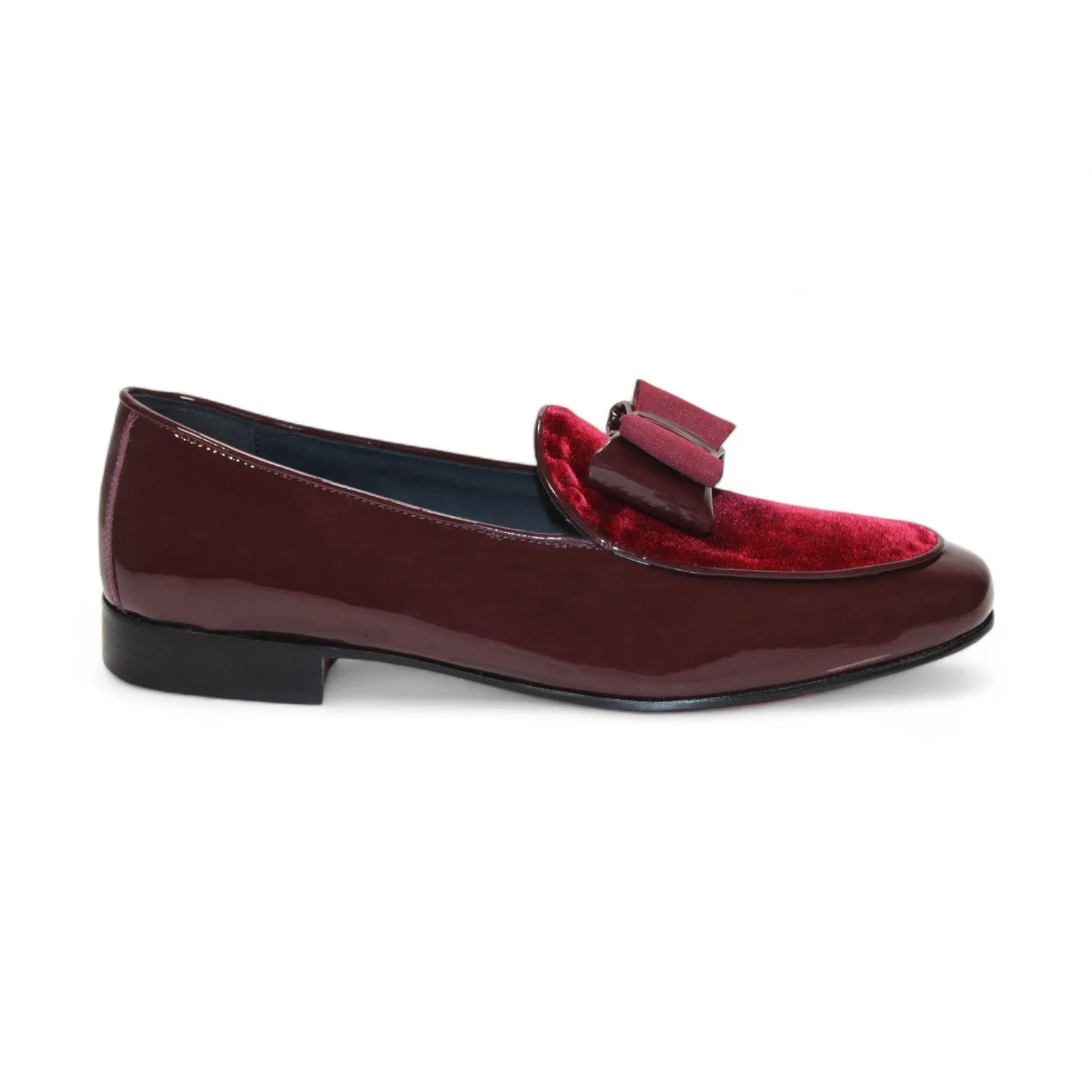 Duca Amalfi Men's Shoes Burgundy Patent Leather-Velvet, Leather Lining Formal Loafers (D1003)