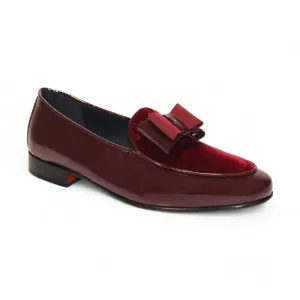 Duca Amalfi Men's Shoes Burgundy Patent Leather-Velvet, Leather Lining Formal Loafers (D1003)