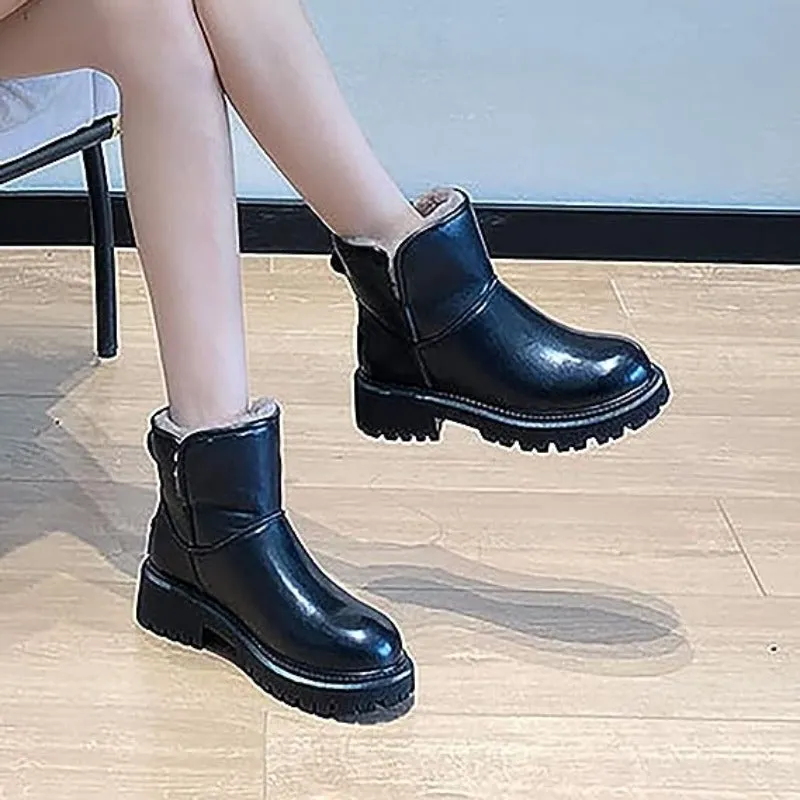 Dyavor Orthopedic Women Ankle Boots Arch Support Plush Warm Waterproof Wide Toe-box