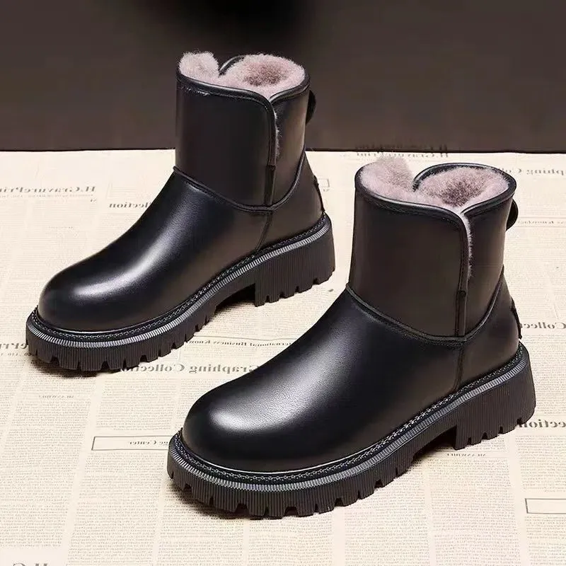 Dyavor Orthopedic Women Ankle Boots Arch Support Plush Warm Waterproof Wide Toe-box