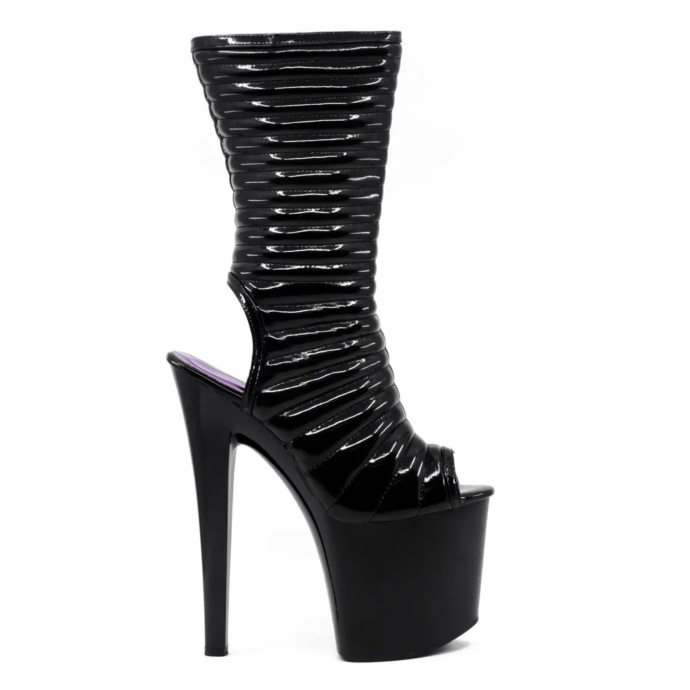 Ellie Shoes Melissa 8" Stiletto Open Heel Peeptoe Platform Boot