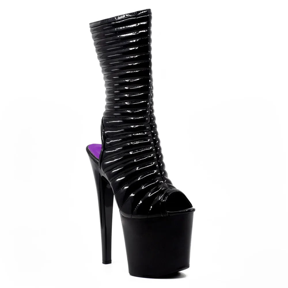 Ellie Shoes Melissa 8" Stiletto Open Heel Peeptoe Platform Boot