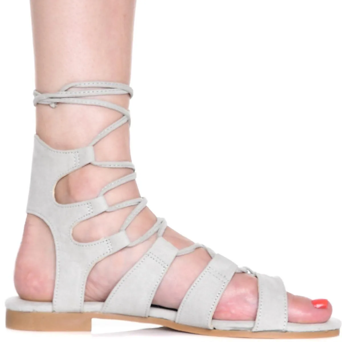 Emily-25 Lace-Up Sandal Grey