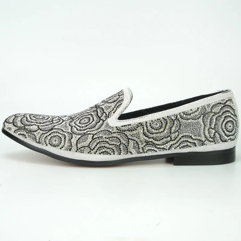 Fiesso Men's Loafers With Rhinestones FI 7098