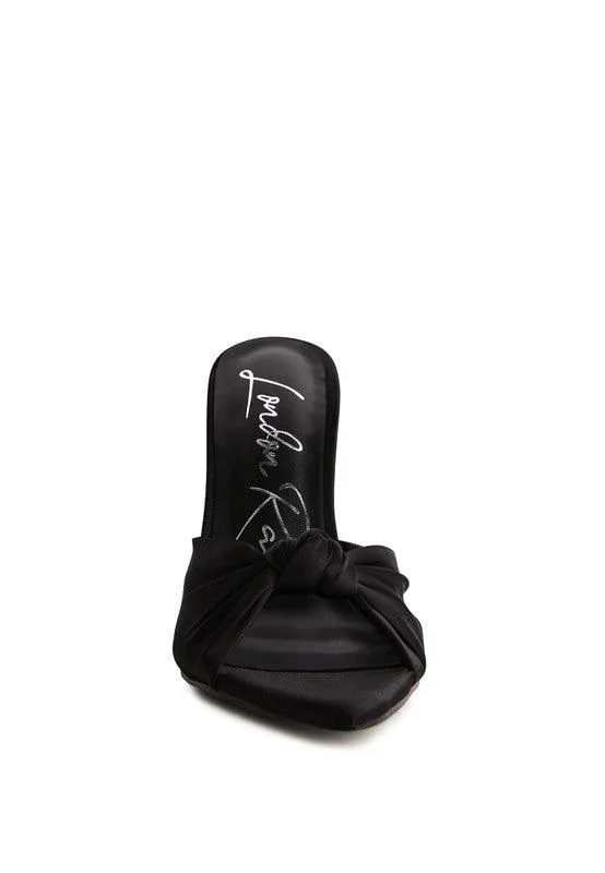 First Crush Satin Knot High Heeled Sandals