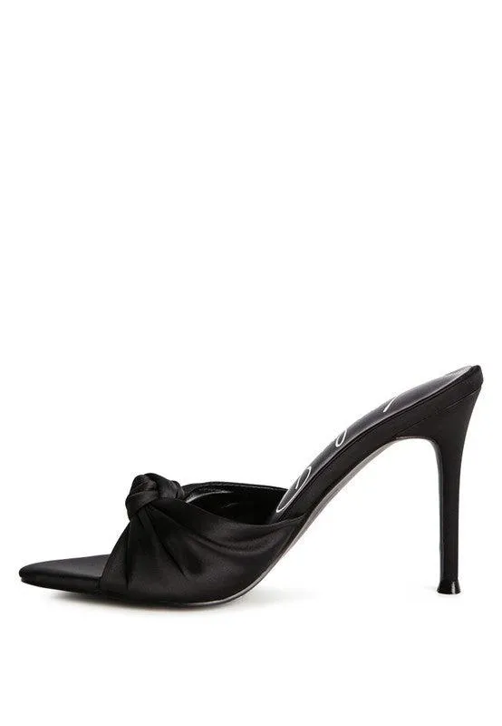 First Crush Satin Knot High Heeled Sandals