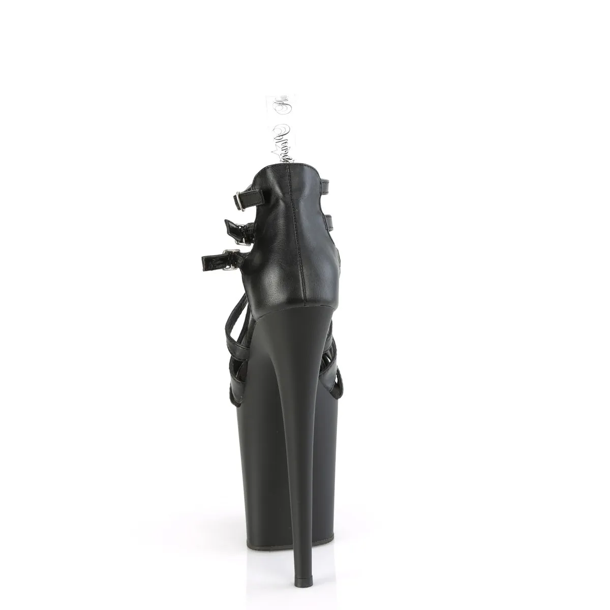 FLAMINGO-877 Pleaser Fetish Strappy Detail 8 Inch Black Stripper Shoes