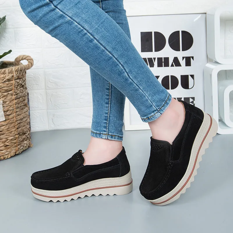 Flat / Anti-slip Suede Height Increasing Shoes.