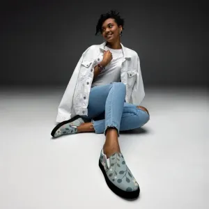 Floral Teal Women's Slip on Canvas Shoes