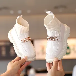 Flying Woven Soft Sole Princess Leather Boots for Kids Girls