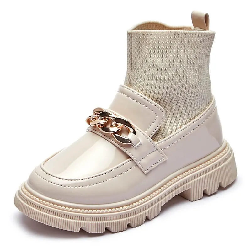 Flying Woven Soft Sole Princess Leather Boots for Kids Girls