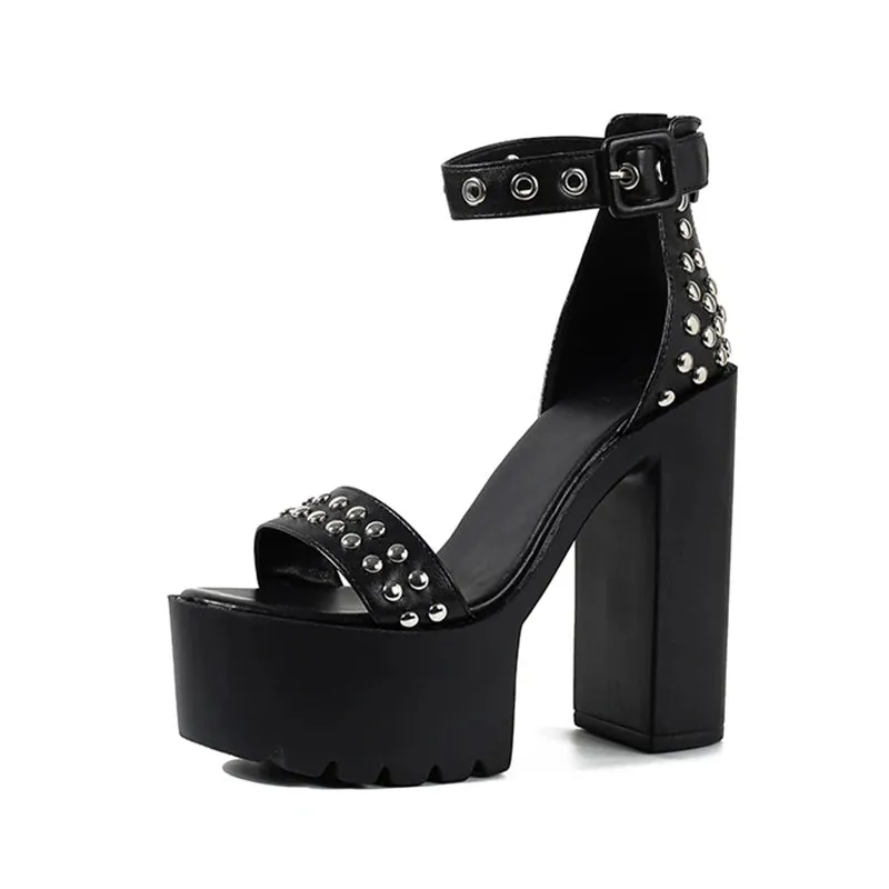 Funki Buys | Shoes | Women's Goth Rivet Dress Platform Sandal