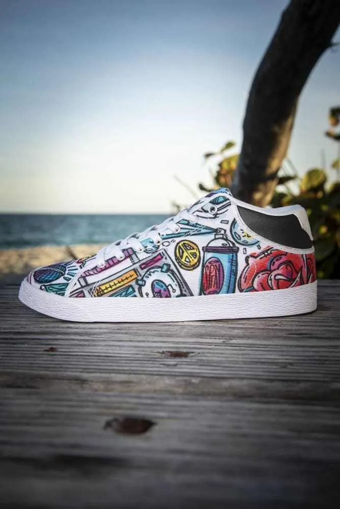 Funky Culture Pattern Canvas Mid Top Men's Sneaker