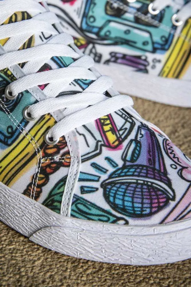Funky Culture Pattern Canvas Mid Top Men's Sneaker