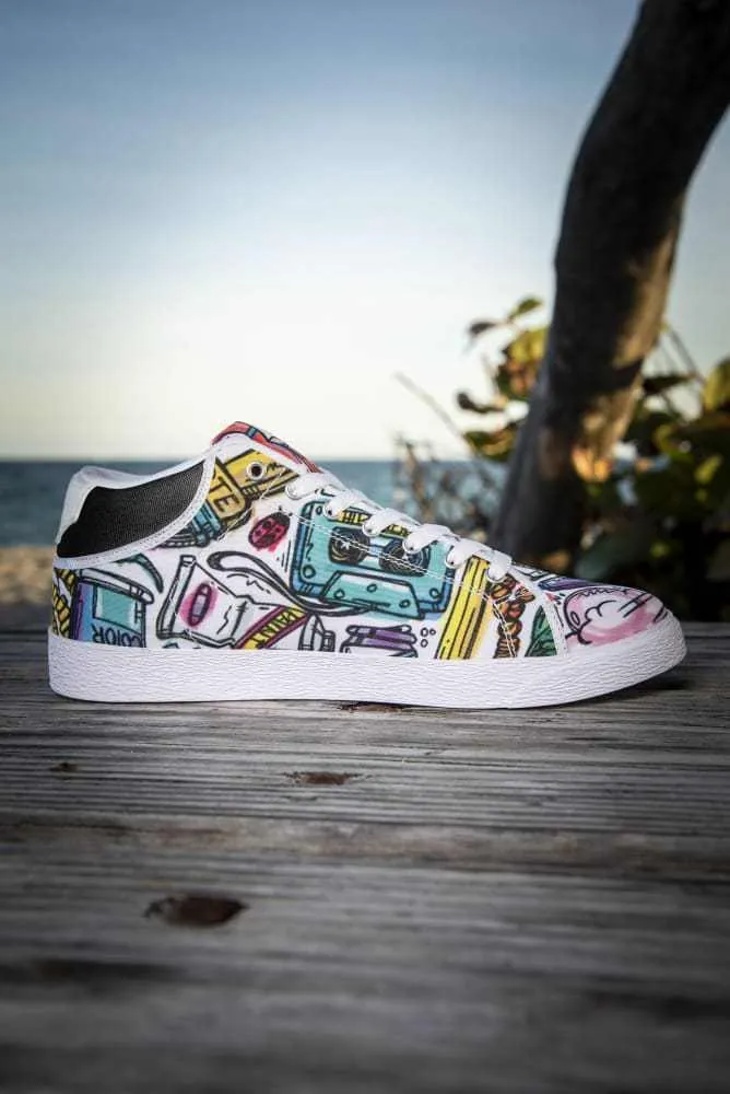 Funky Culture Pattern Canvas Mid Top Men's Sneaker