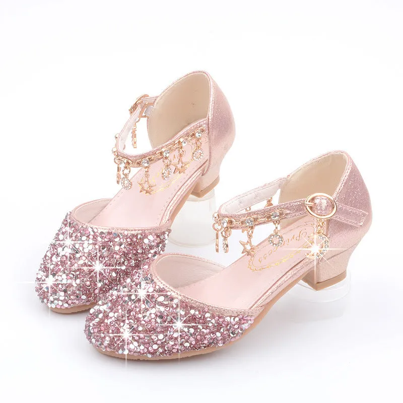 Girl Dress Shoes Kids Sequins Star Chain Princess Shoes