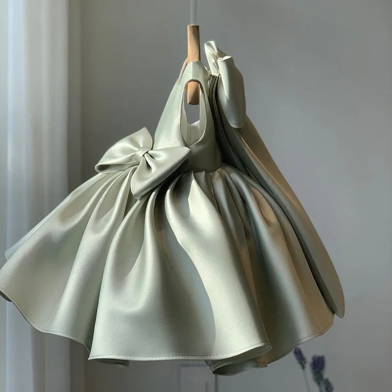 Girls Dress with Bow, Flower Girl Dress