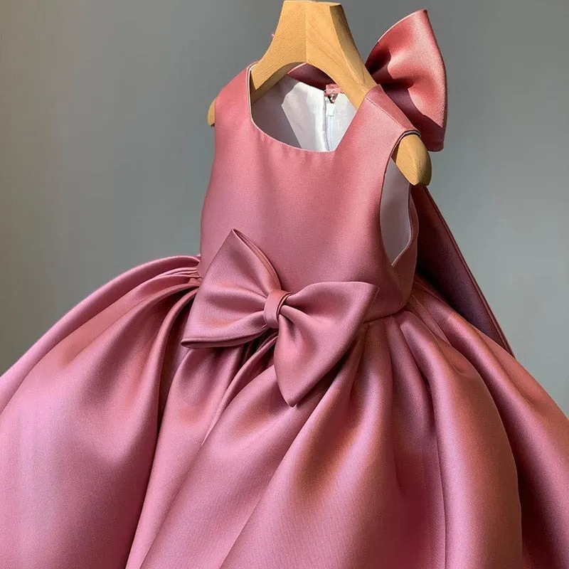 Girls Dress with Bow, Flower Girl Dress