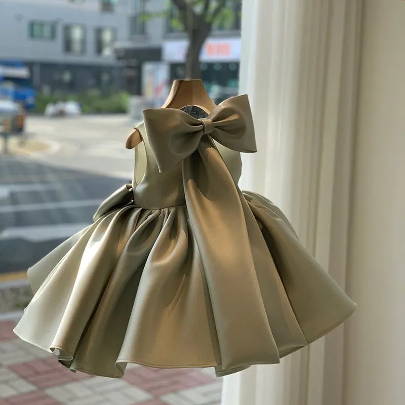 Girls Dress with Bow, Flower Girl Dress