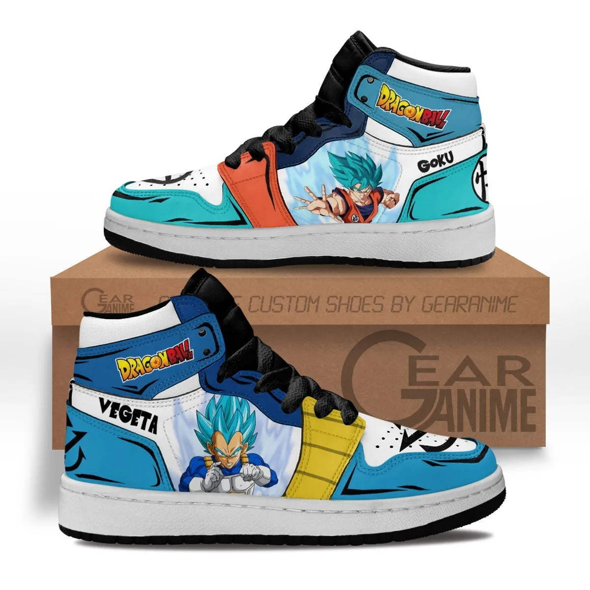 Goku Blue and Vegeta Blue Kids Sneakers Custom Anime Dragon Ball Shoes For Kids