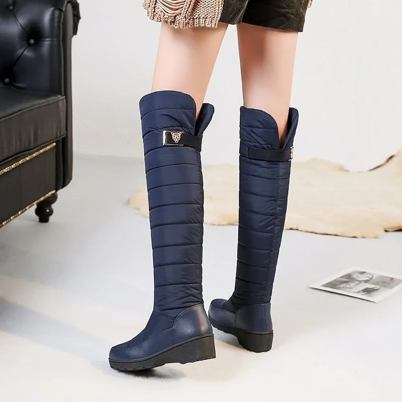 GRW Orthopedic Boots For Women High Knee Waterproof Fur Lined Round Toe Warm Winter Boots