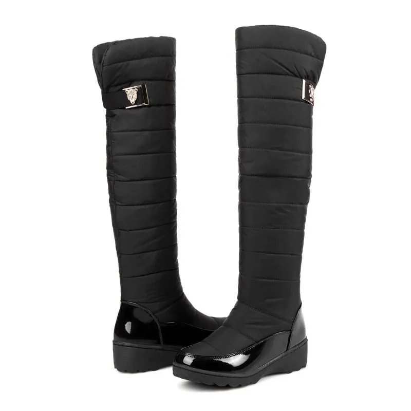 GRW Orthopedic Boots For Women High Knee Waterproof Fur Lined Round Toe Warm Winter Boots