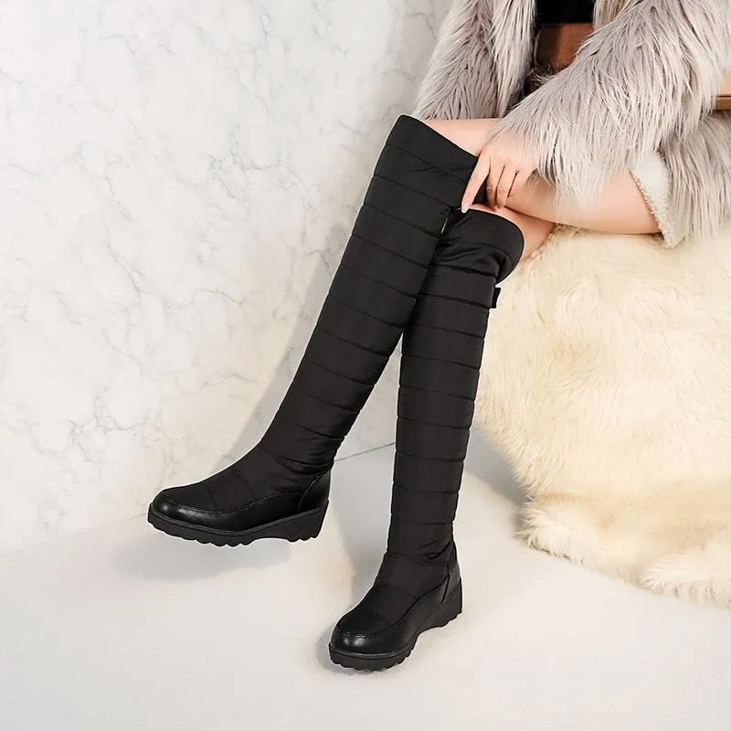 GRW Orthopedic Boots For Women High Knee Waterproof Fur Lined Round Toe Warm Winter Boots
