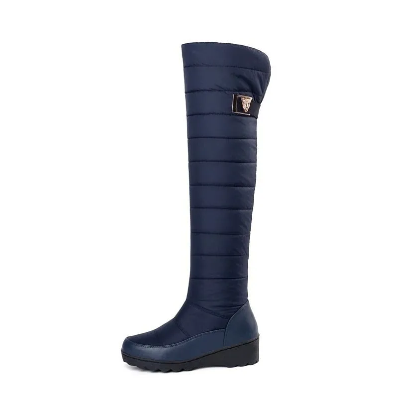 GRW Orthopedic Boots For Women High Knee Waterproof Fur Lined Round Toe Warm Winter Boots