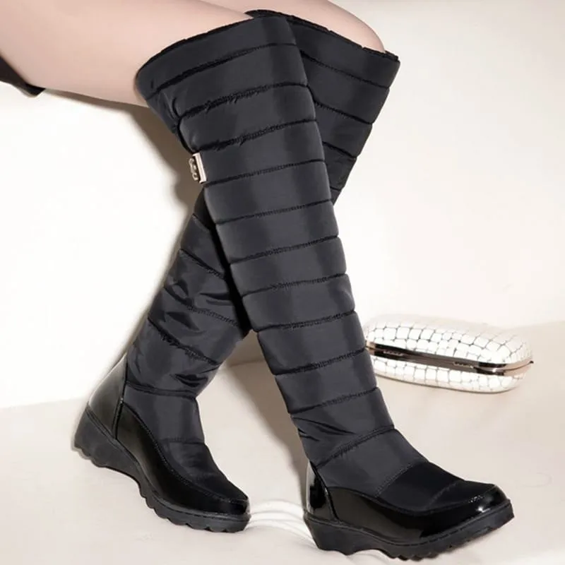 GRW Orthopedic Boots For Women High Knee Waterproof Fur Lined Round Toe Warm Winter Boots