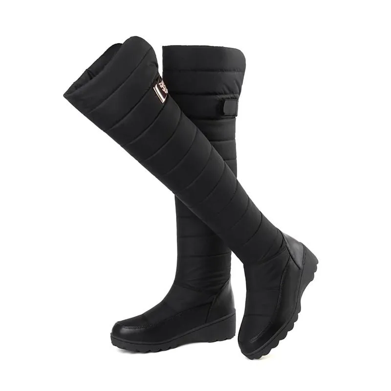GRW Orthopedic Boots For Women High Knee Waterproof Fur Lined Round Toe Warm Winter Boots