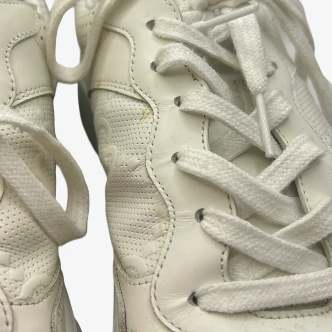Gucci men's white leather monogram print sneakers