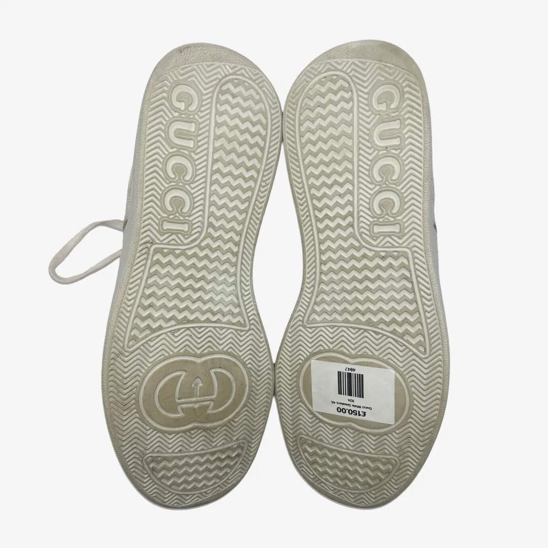 Gucci men's white leather monogram print sneakers
