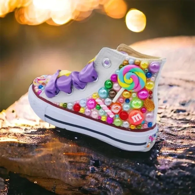 Handmade Butterfly Theme Bling Party Canvas Shoes for Kids