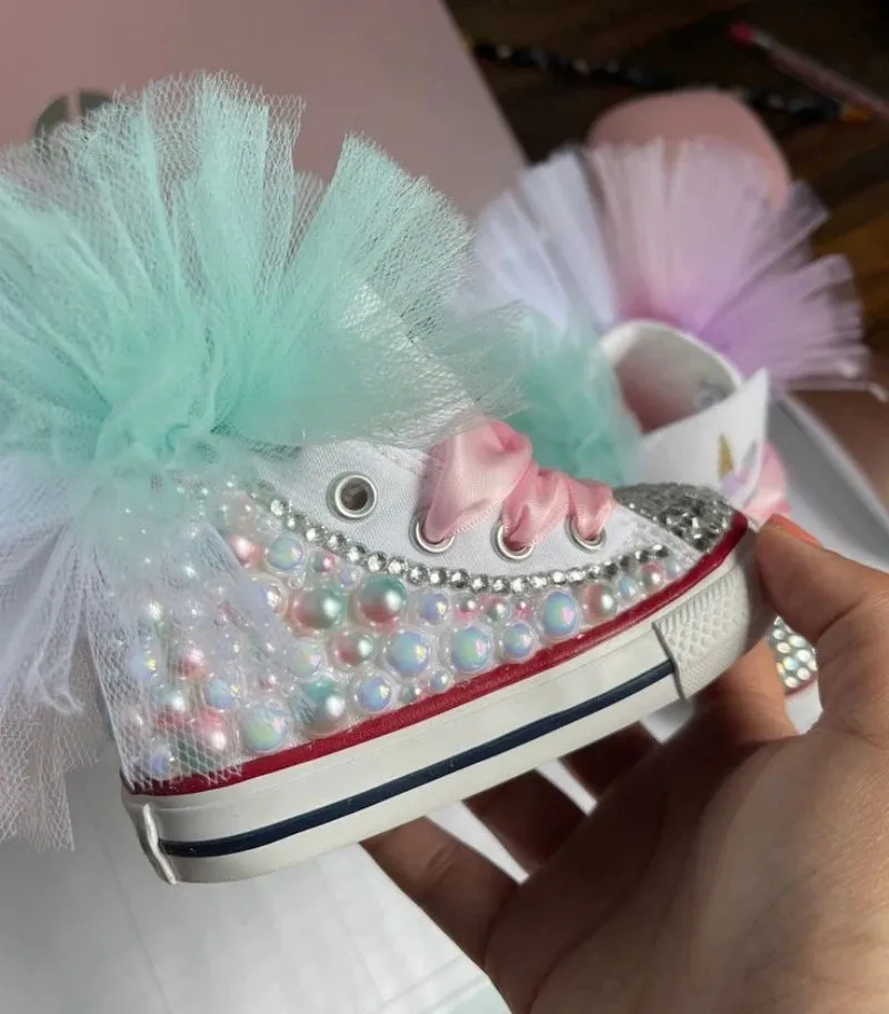 Handmade Butterfly Theme Bling Party Canvas Shoes for Kids