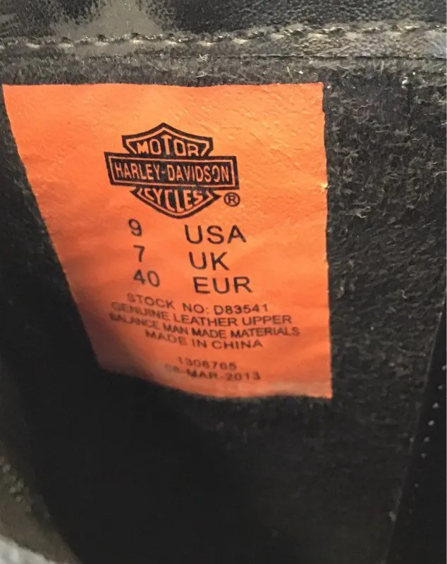 Harley-Davidson Women's Black Leather Motorcycle Boots - Size 9